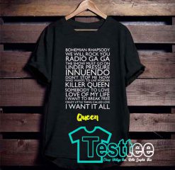 Queen Song Playlist Tees