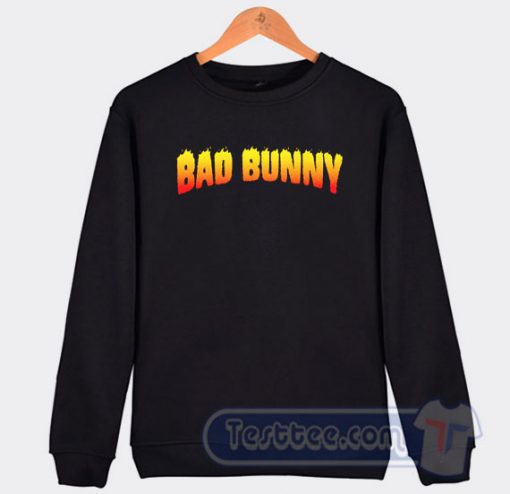 Cheap Bad Bunny Thrasher Flame Sweatshirt