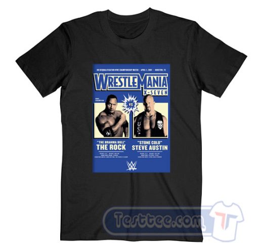 Cheap The Rock Stone Cold WrestleMania Poster Tees